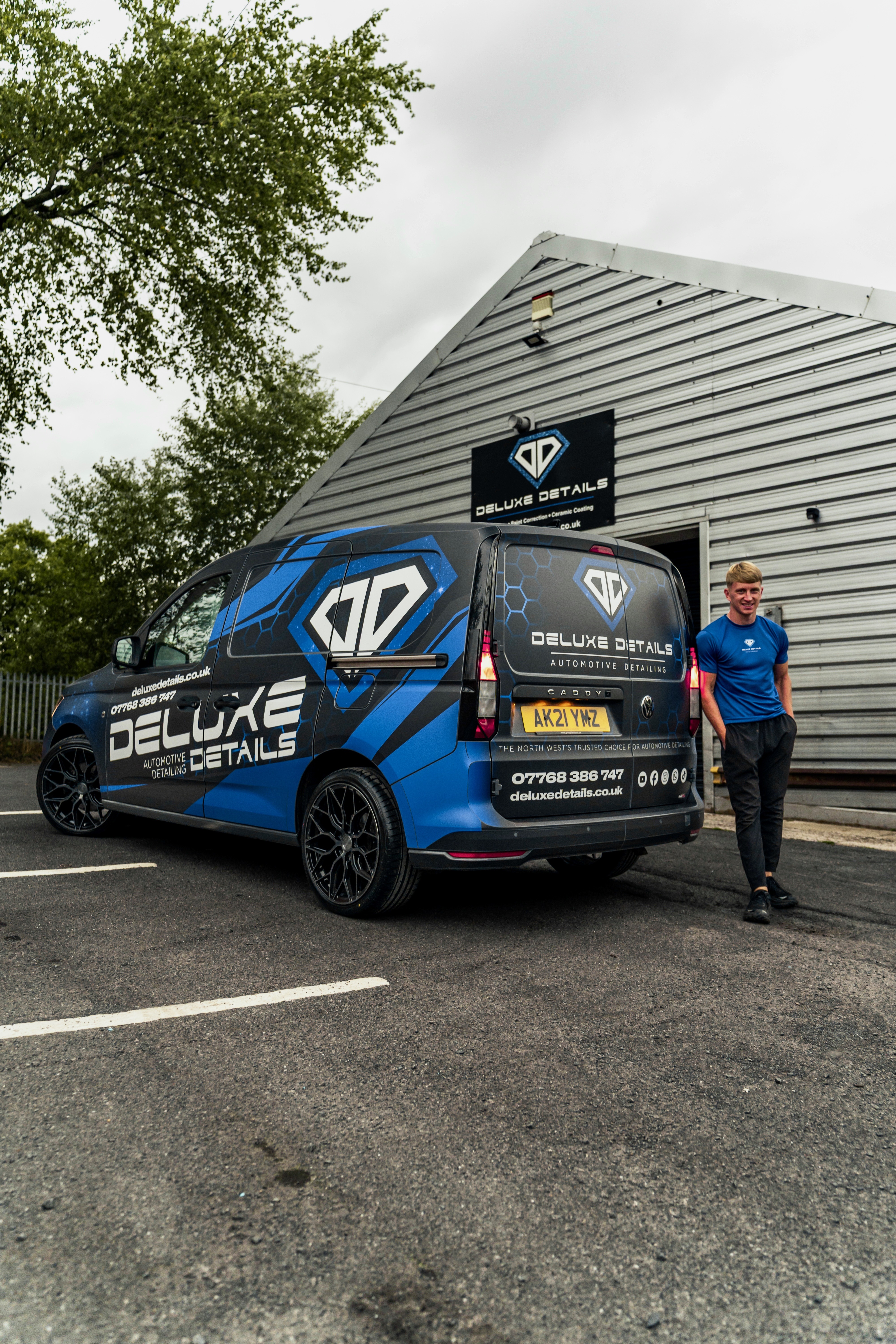 Ethan working on vehicle detailing